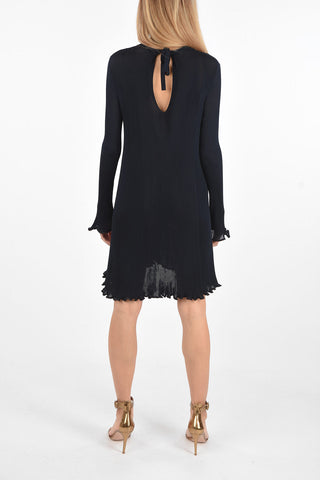 Ribbed V Neck Dress with Back Tape