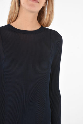 Ribbed V Neck Dress with Back Tape