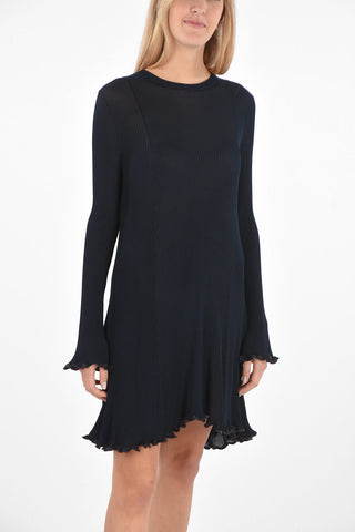 Ribbed V Neck Dress with Back Tape