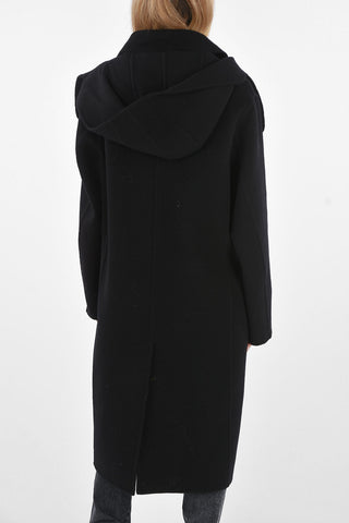 Double-breasted Wool Coat with Removable Hood
