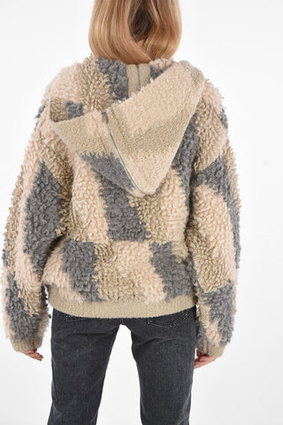 Jacquard Wool and Alpaca Sweater with Zip and Hood