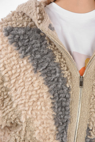 Jacquard Wool and Alpaca Sweater with Zip and Hood