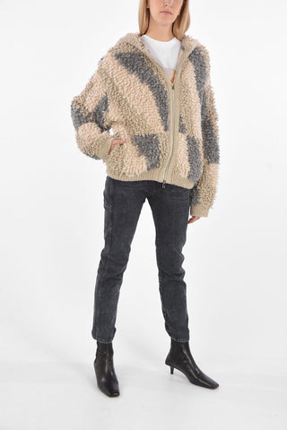Maglione Jacquard in Lana e Alpaca con Zip e Cappuccio