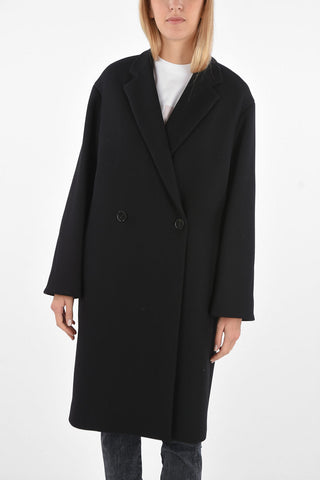 1 Button Double-breasted Coat with Flush Pockets