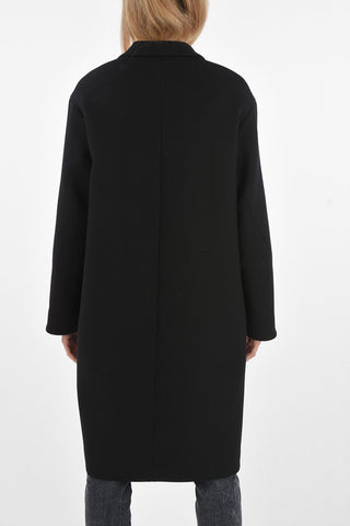 1 Button Double-breasted Coat with Flush Pockets