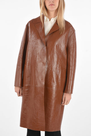 Leather hidden closure Coat