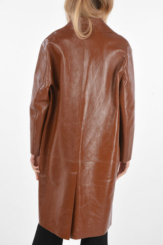 Leather hidden closure Coat