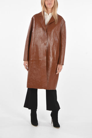 Leather hidden closure Coat