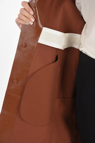 Leather hidden closure Coat