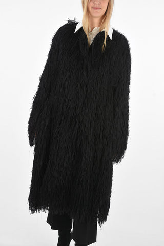 Silk Blend fuzzy oversized Single Breasted Coat
