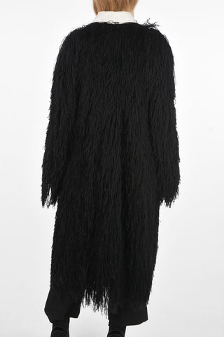 Silk Blend fuzzy oversized Single Breasted Coat