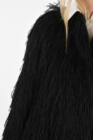 Silk Blend fuzzy oversized Single Breasted Coat