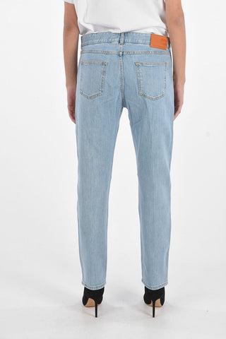 Pantaloni Skinny in Denim con Bande Laterali Logate