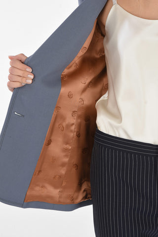 Blazer 2 Bottoni in Lana con Tasche a Toppa