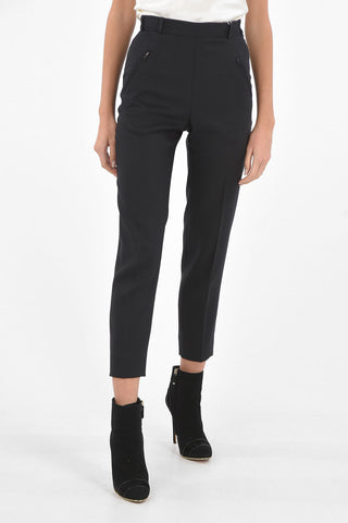 High Waist Pants with Belt Loops and Zip Pockets