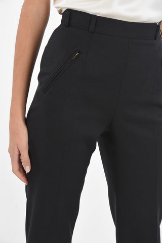 High Waist Pants with Belt Loops and Zip Pockets