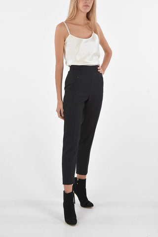 High Waist Pants with Belt Loops and Zip Pockets