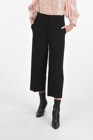 Pantaloni Wide Leg con Tasche a Filo e Chiusura Nascosta