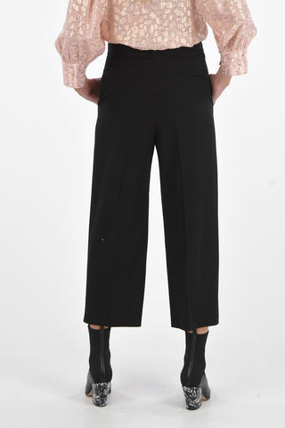 Pantaloni Wide Leg con Tasche a Filo e Chiusura Nascosta