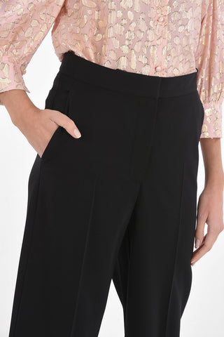 Pantaloni Wide Leg con Tasche a Filo e Chiusura Nascosta