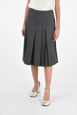 MM1 Wool Pleated Skirt-Trousers with Silk Back Part