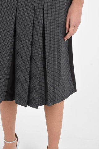 MM1 Wool Pleated Skirt-Trousers with Silk Back Part
