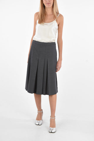 MM1 Wool Pleated Skirt-Trousers with Silk Back Part