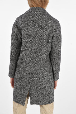 Cappotto Monopetto 2 Bottoni Plain Herringbone con Tasche a Filo