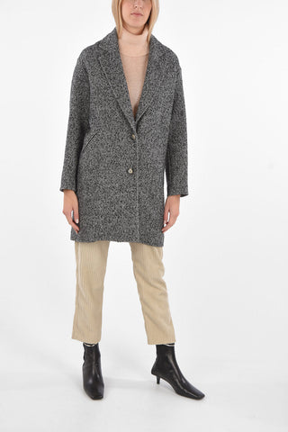 2 Buttons Single-breasted Plain Herringbone Coat with Flush Pockets