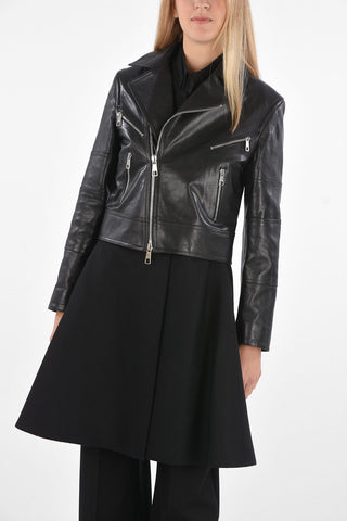 Hybrid Coat with Leather Upper Front Part and Sleeves