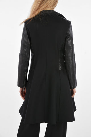 Hybrid Coat with Leather Upper Front Part and Sleeves