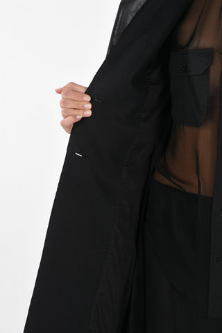 Hybrid Coat with Leather Upper Front Part and Sleeves