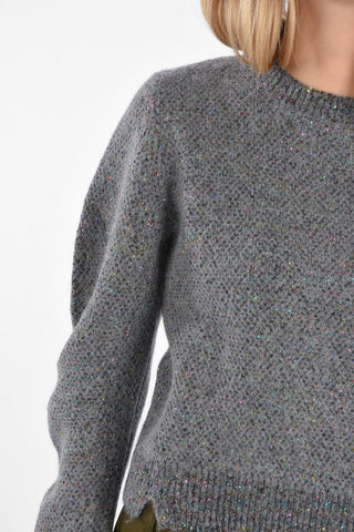 Maglia Girocollo con Ricami in Paillettes