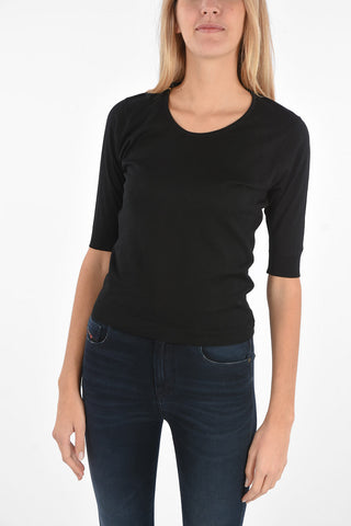 Short sleeve crew-neck sweater