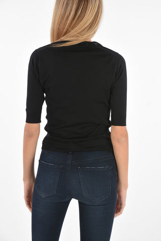 Short sleeve crew-neck sweater