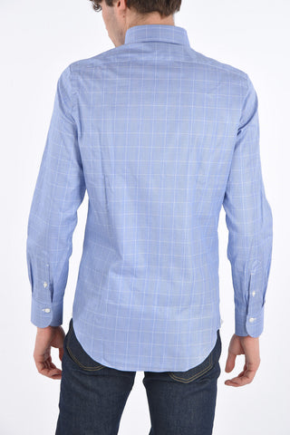 district check button-down collar shirt