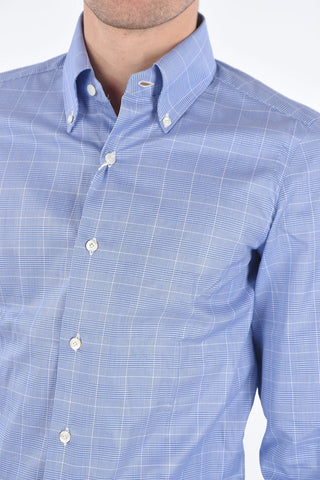 district check button-down collar shirt