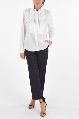 Standard Collar Ruffle Front Shirt with Lace Inserts