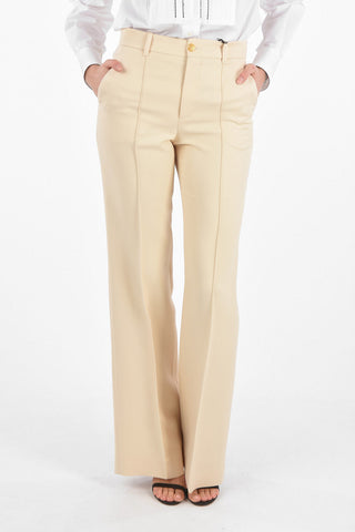 4 Pockets Pleated Pants with Jewel Button