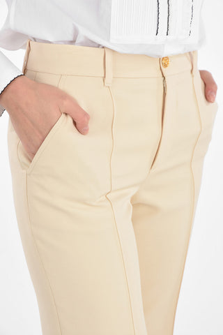 4 Pockets Pleated Pants with Jewel Button