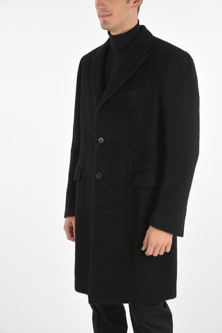 Cappotto 2 Bottoni in Lana e Alpaca con Tasche ad Aletta