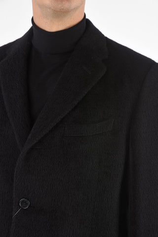 Cappotto 2 Bottoni in Lana e Alpaca con Tasche ad Aletta