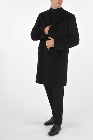 Cappotto 2 Bottoni in Lana e Alpaca con Tasche ad Aletta