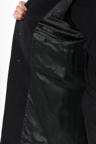 Cappotto 2 Bottoni in Lana e Alpaca con Tasche ad Aletta