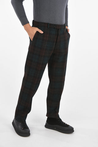 District Check Virgin Wool Wide Leg Pants