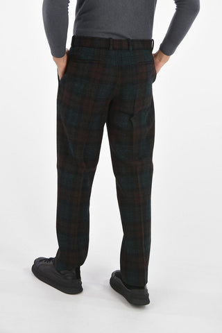 District Check Virgin Wool Wide Leg Pants