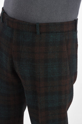 District Check Virgin Wool Wide Leg Pants