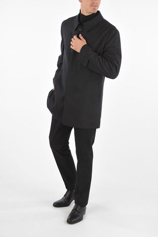 Single-breasted Wool Coat with Hidden Buttoning