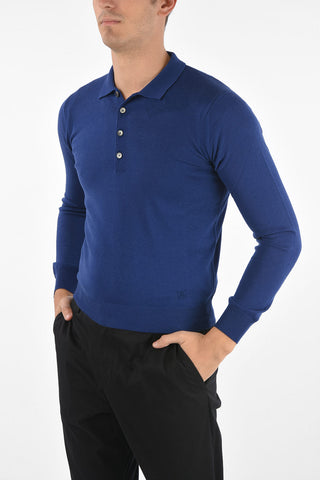 Extrafine Virgin Wool Sweater with Polo Neck