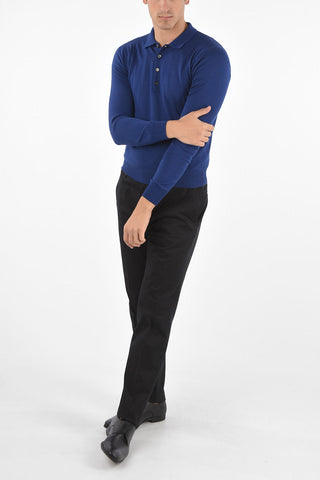 Extrafine Virgin Wool Sweater with Polo Neck